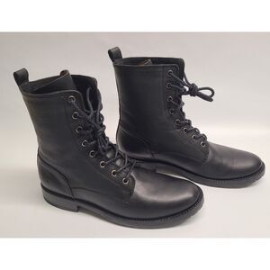 NEW Natalie FRYE Lace Up Boots 10 Combat Punk Moto Black Leather